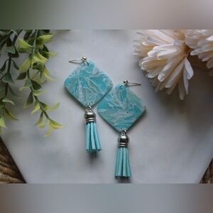 Handmade Polymer Clay 1989 Inspired Marble Effect Lightweight earrings